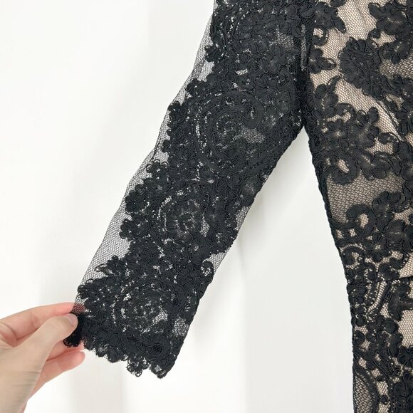 Alice + Olivia Jae Black Lace Open Back Maxi Gown - Picture 6 of 13